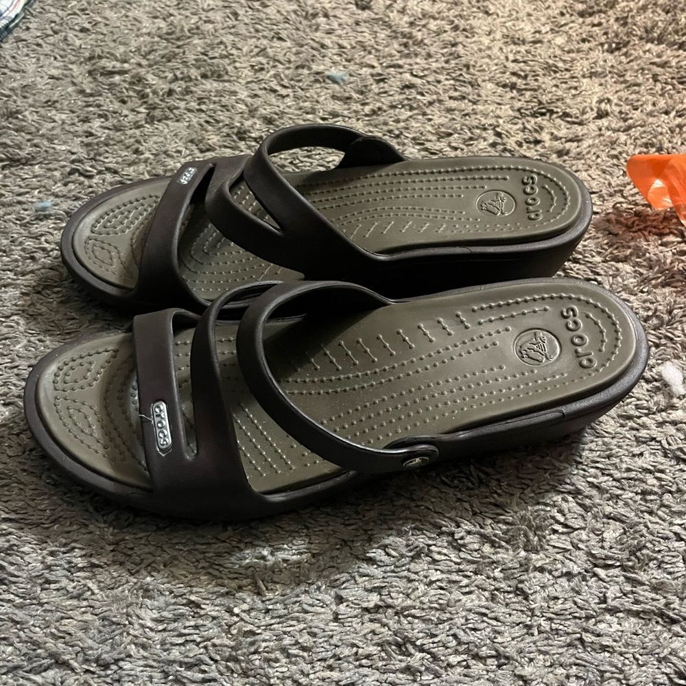 CROCS Brown and Olive Sandals